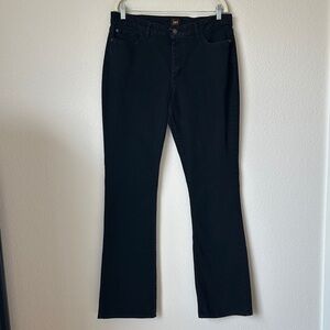 Lee Black Bootcut Jeans Size 14L Long Mid Rise Stretch Denim Classic